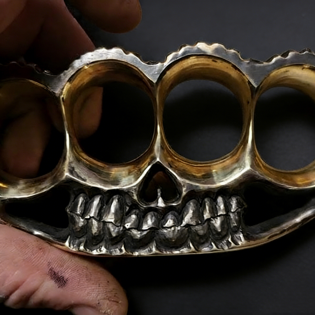 LuxeLofe® 5/8 inch Heavy-Duty Brass Skull Teeth Hardcore Style Collectible