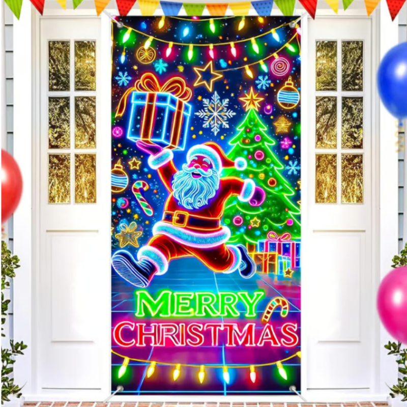 🏆Flash Sale⚡8K+ SOLD! Almost Gone-💥Fluorescent Christmas Door Cover Party Banner