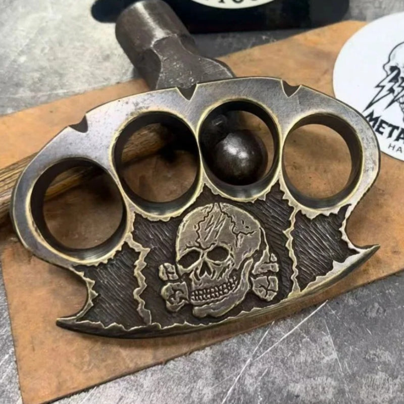 Handcrafted 5/8'' Skull Heavyweight Brass Hardcore Motorcycle Style Collectible