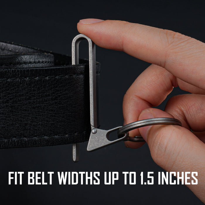 Titanium alloy belt keychain with anti-accidental opening locking design