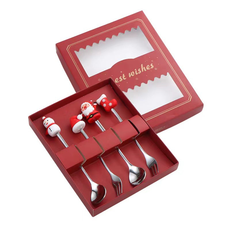Creative Christmas Series Stainless Steel Fork and Spoon Set