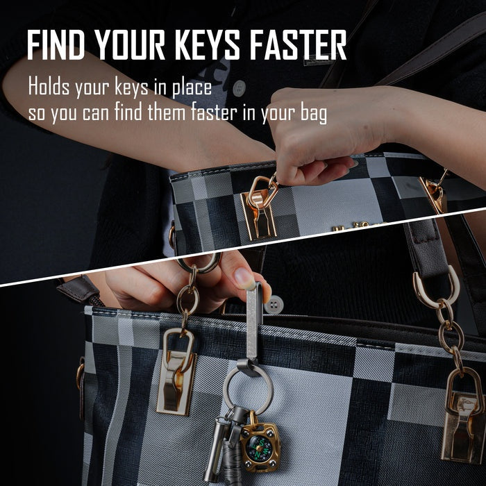 Titanium alloy belt keychain with anti-accidental opening locking design