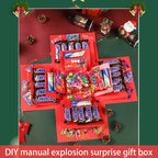 4-Story Surprise Explosion Gift Box with Ribbon, Multi-Pocket Snack & Candy Storage