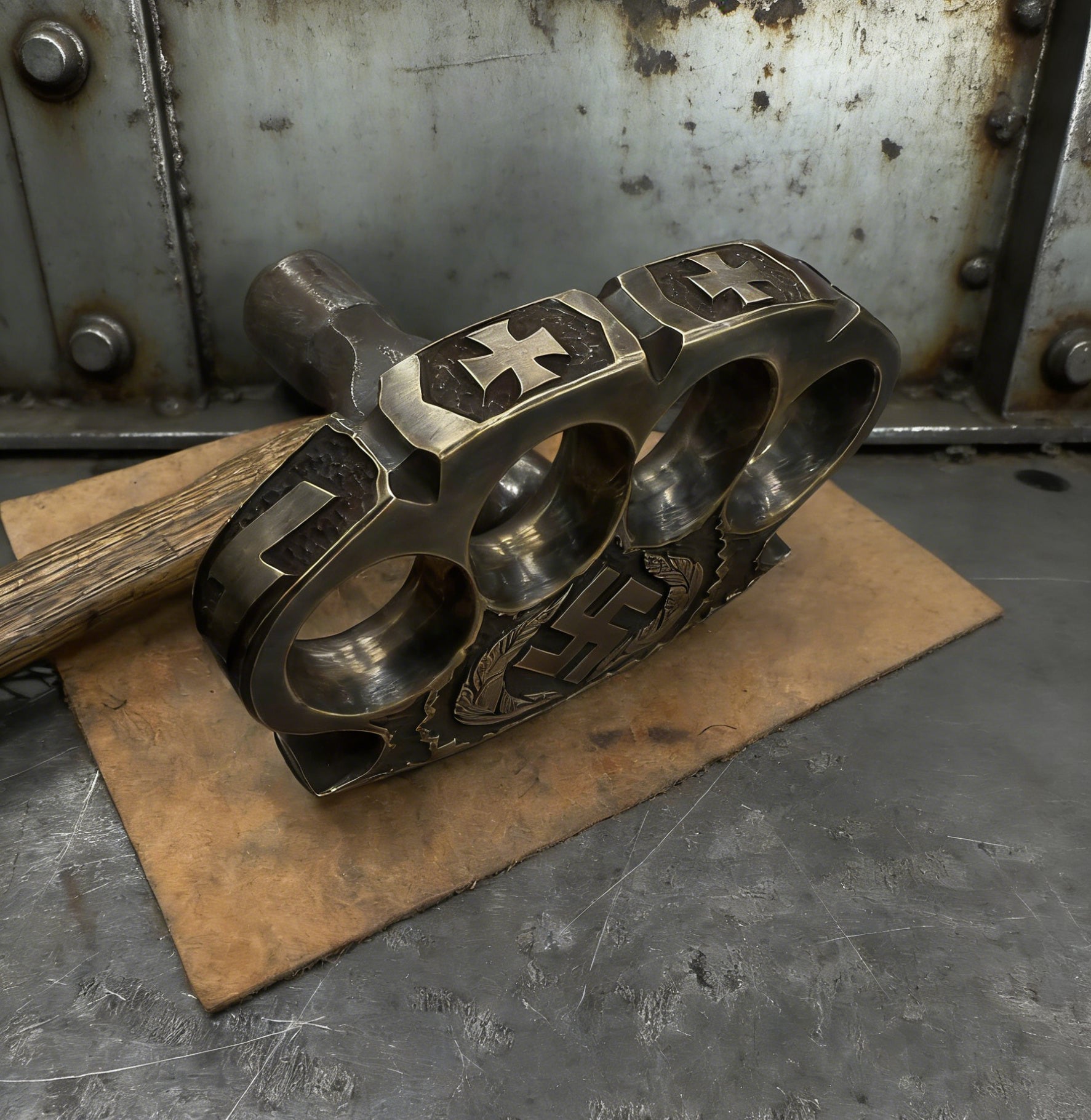 Handcrafted 5/8'' Skull Heavyweight Brass Hardcore Motorcycle Style Collectible