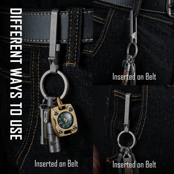 Titanium alloy belt keychain with anti-accidental opening locking design