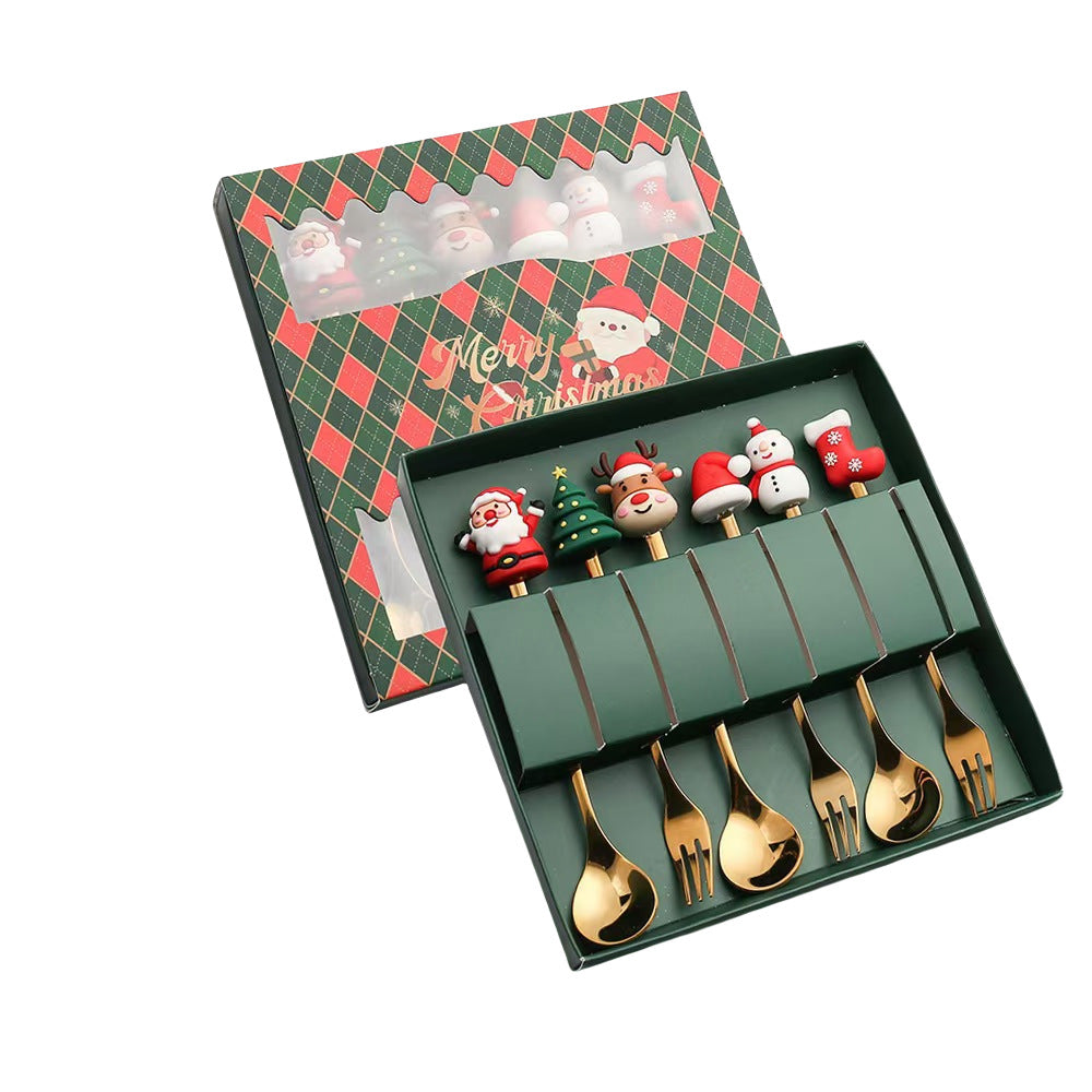 Creative Christmas Series Stainless Steel Fork and Spoon Set