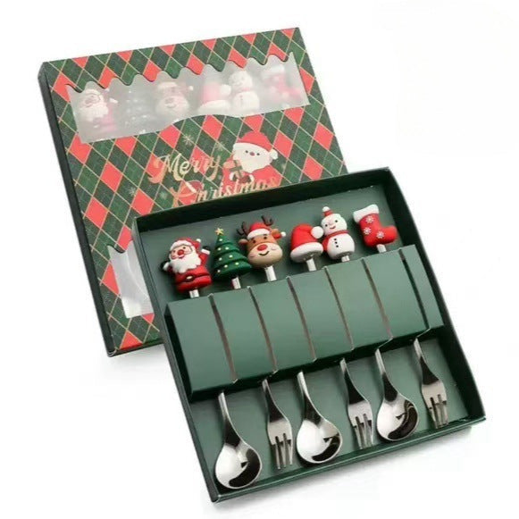 Creative Christmas Series Stainless Steel Fork and Spoon Set