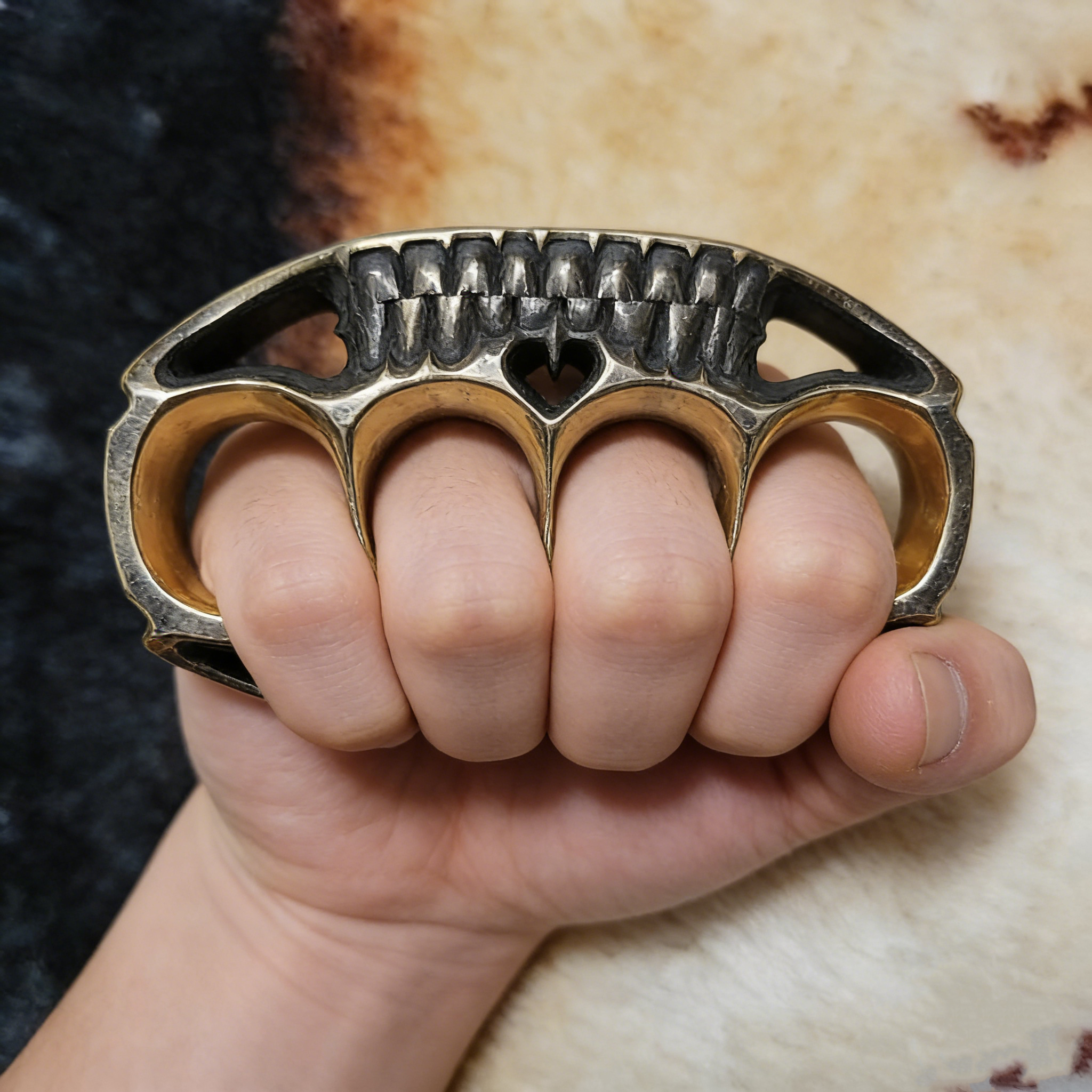 LuxeLofe® 5/8 inch Heavy-Duty Brass Skull Teeth Hardcore Style Collectible