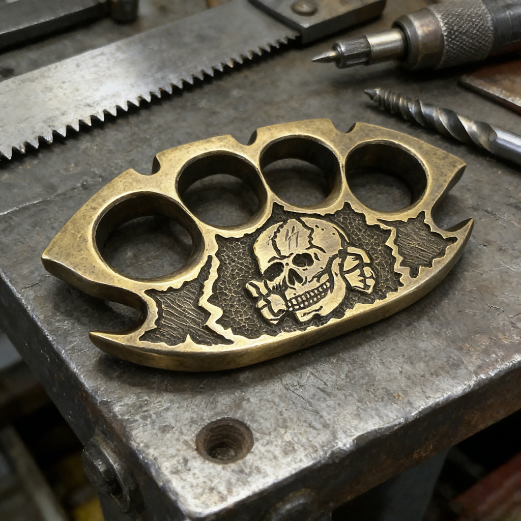 Handcrafted 5/8'' Skull Heavyweight Brass Hardcore Motorcycle Style Collectible
