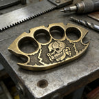 Handcrafted 5/8'' Skull Heavyweight Brass Hardcore Motorcycle Style Collectible