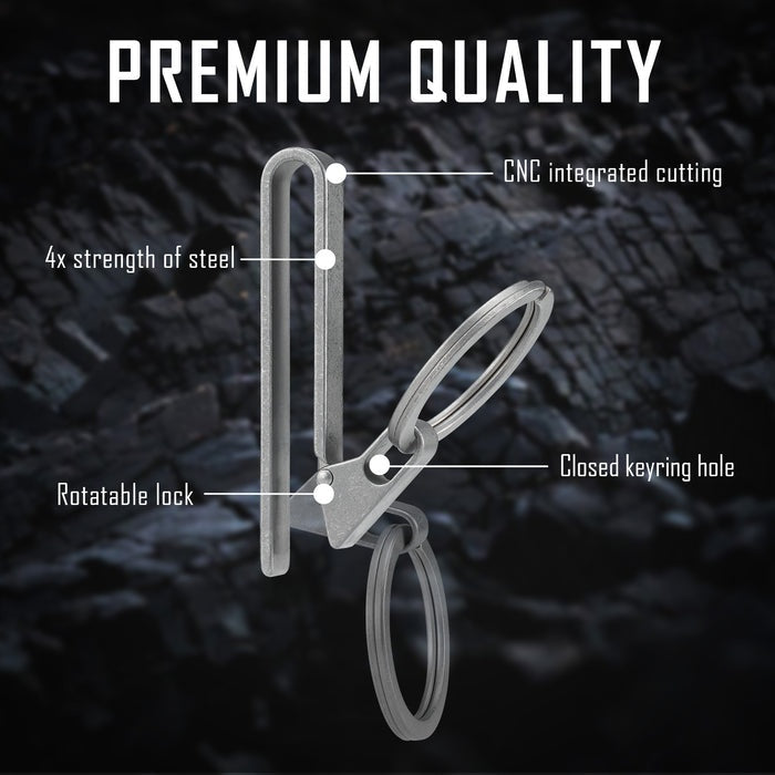 Titanium alloy belt keychain with anti-accidental opening locking design