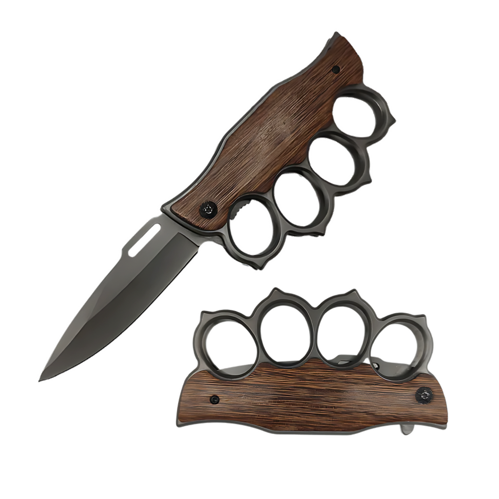 Knuckle Sleeve Knife - Natural Wood Handle