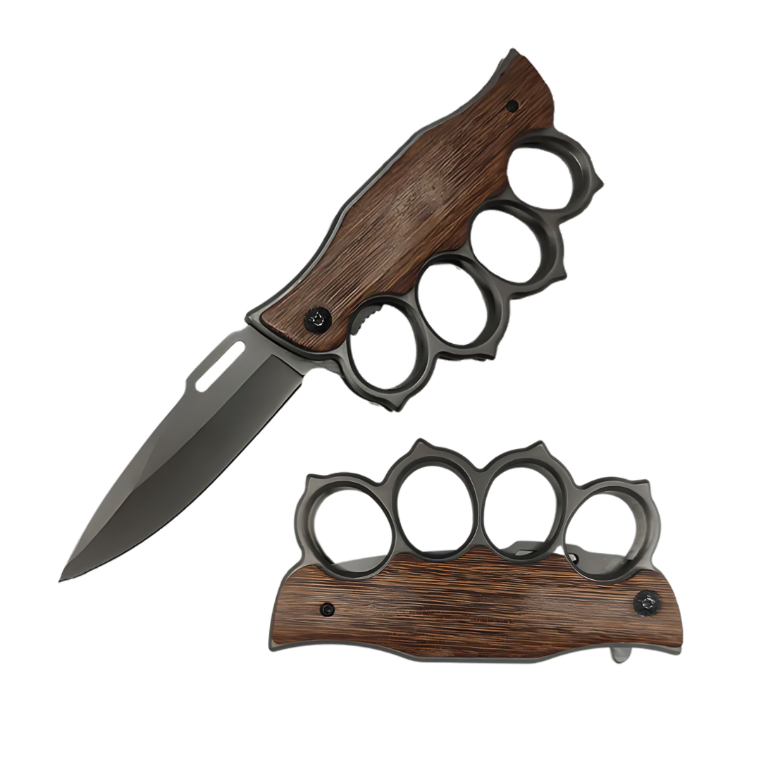Knuckle Sleeve Knife - Natural Wood Handle