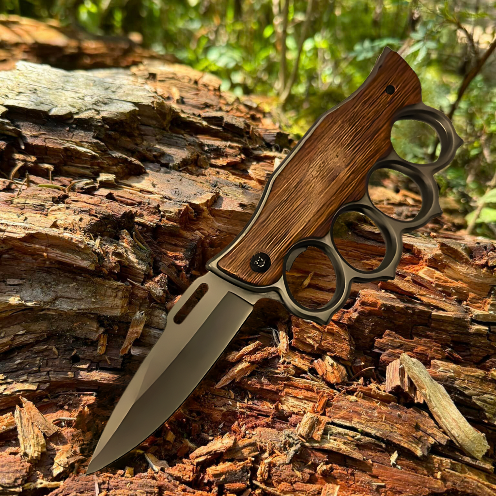 Knuckle Sleeve Knife - Natural Wood Handle