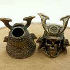 Handcrafted Brass Samurai Skull Lanyard Bead – Paracord/Knife/EDC Keychain Bead