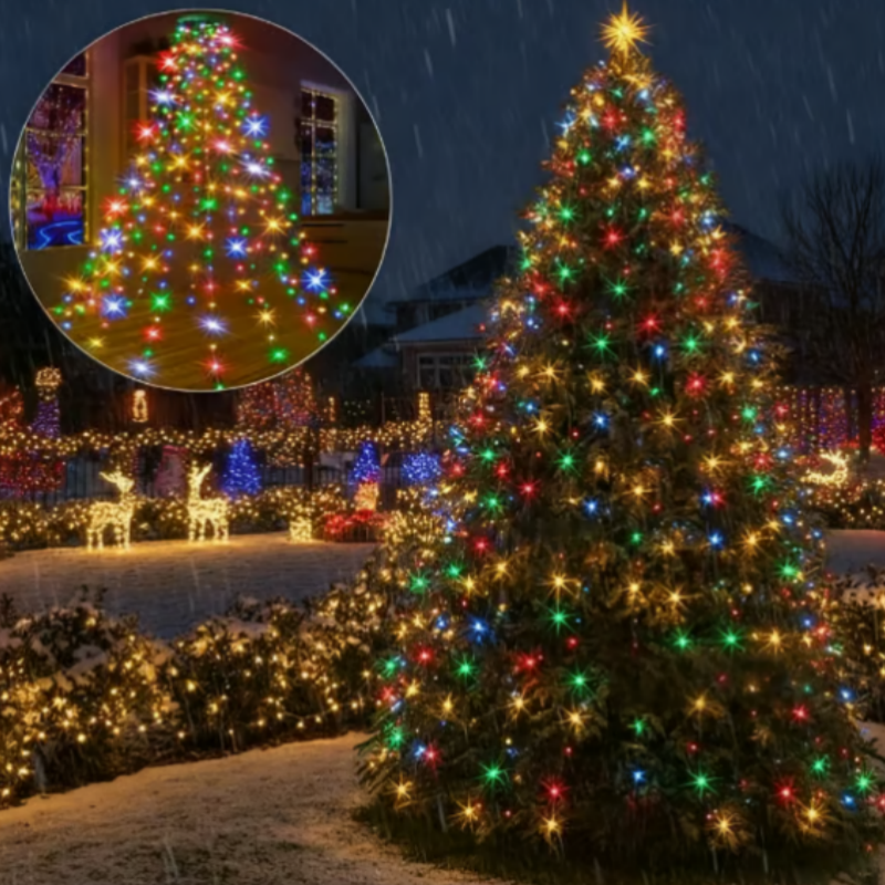 Waterproof Christmas Tree Waterfall Lights with Ring