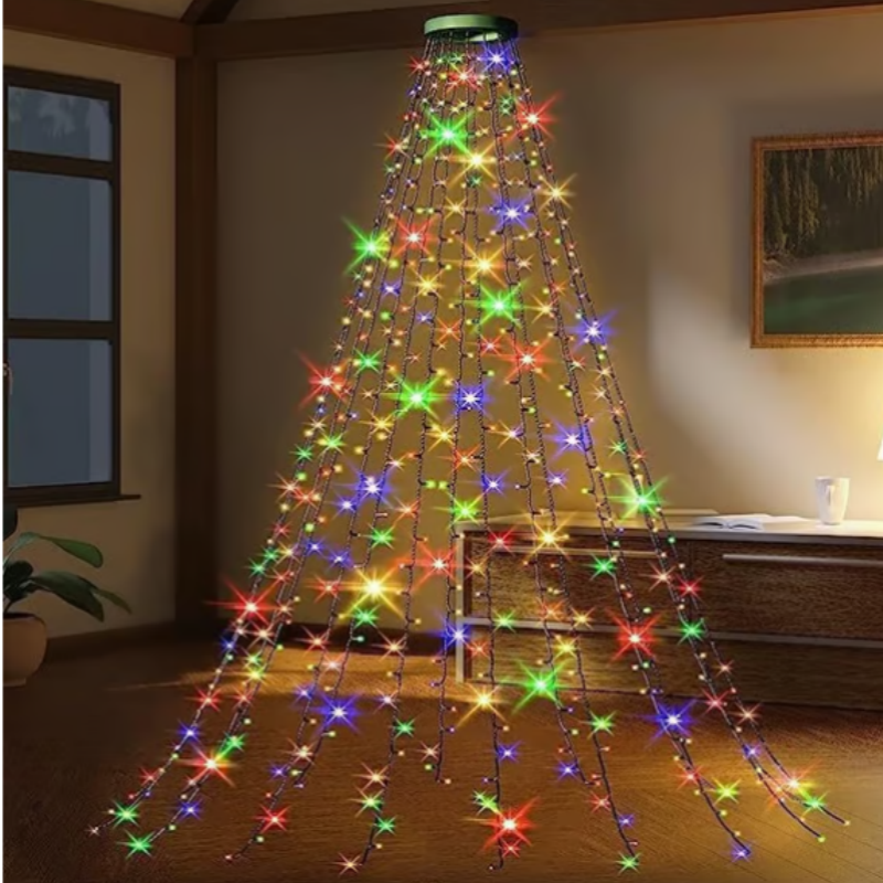 Waterproof Christmas Tree Waterfall Lights with Ring