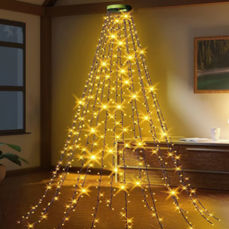 Waterproof Christmas Tree Waterfall Lights with Ring