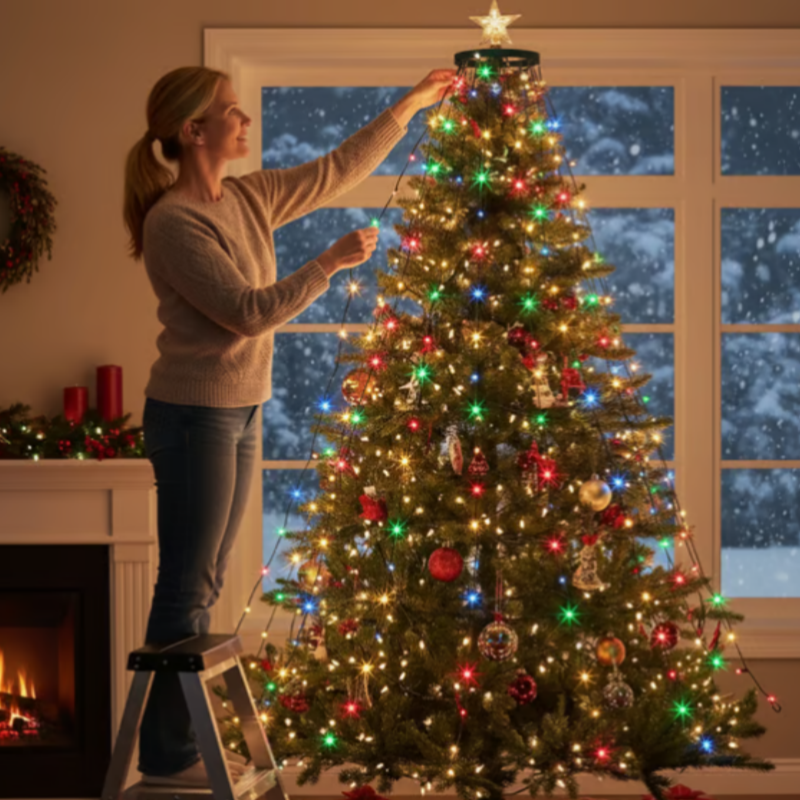 Waterproof Christmas Tree Waterfall Lights with Ring