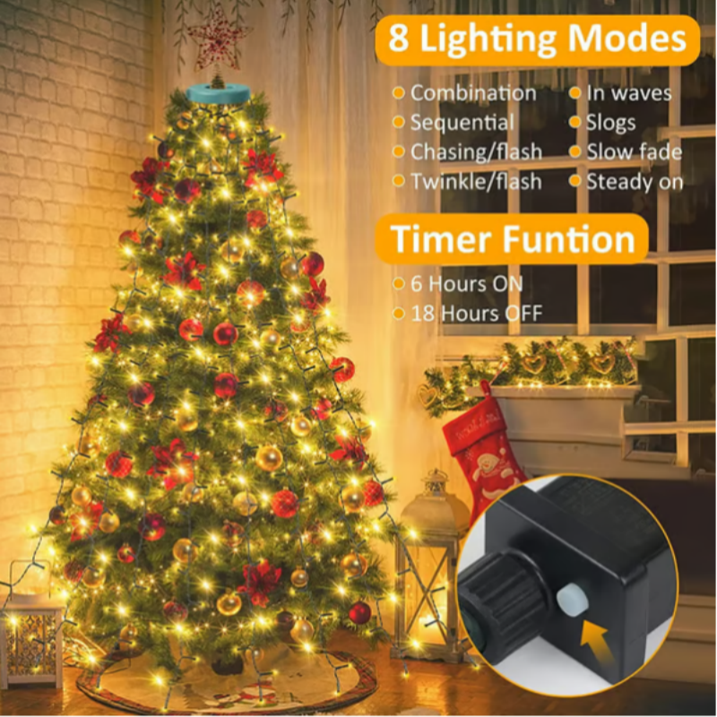 Waterproof Christmas Tree Waterfall Lights with Ring