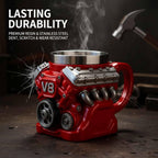 🔥🌟Engine-themed coffee mug, realistic V8 engine stainless steel mug