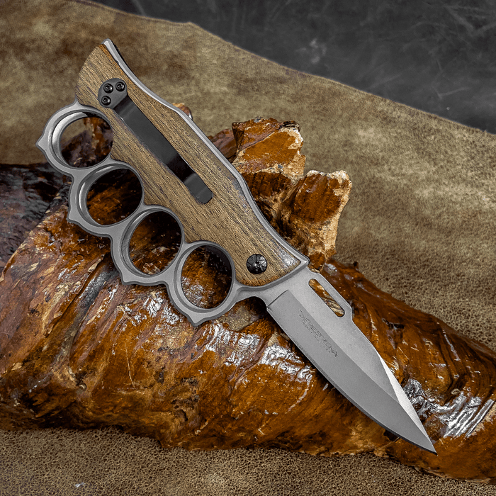 Knuckle Sleeve Knife - Natural Wood Handle