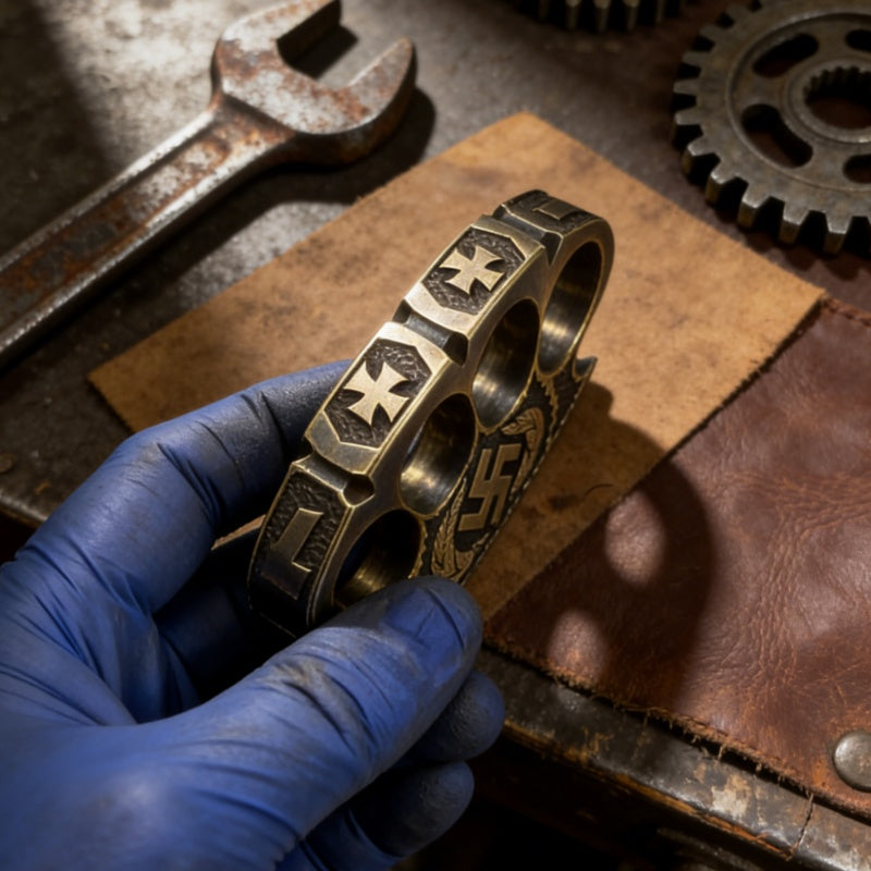 Handcrafted 5/8'' Skull Heavyweight Brass Hardcore Motorcycle Style Collectible