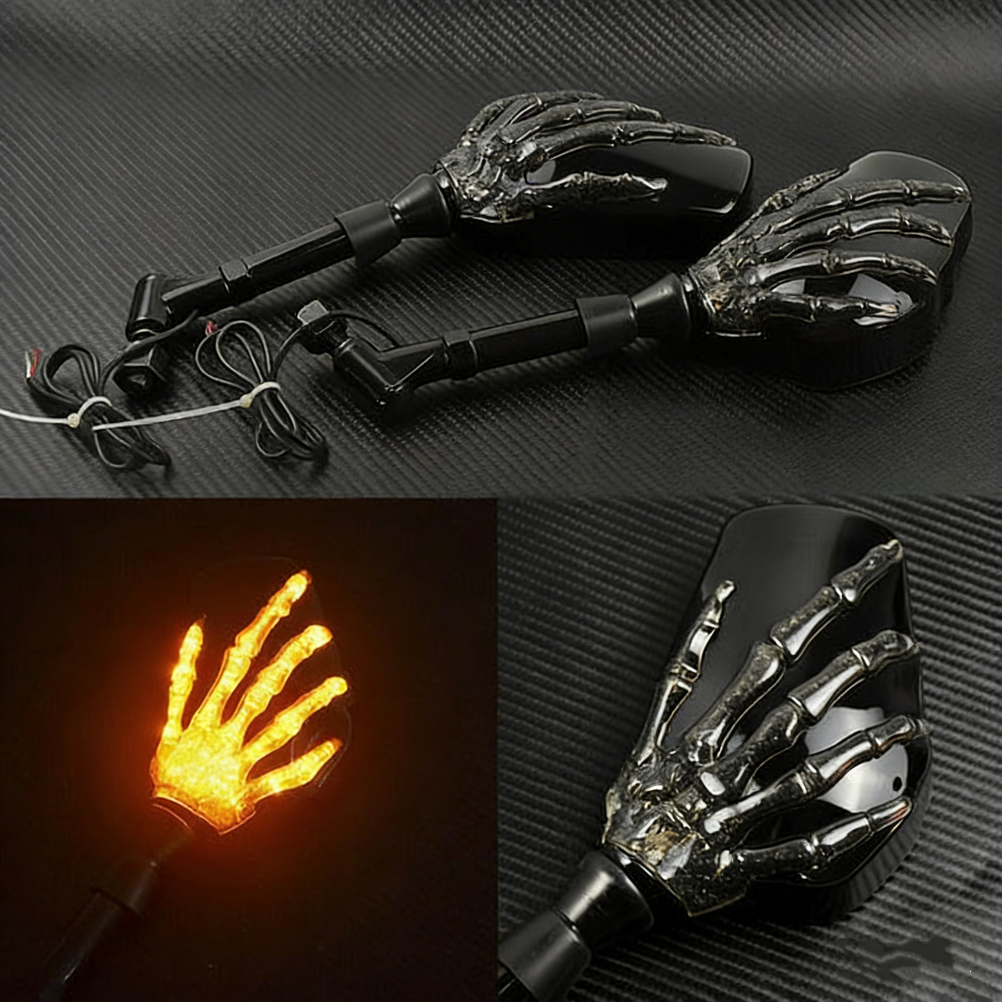 Motorcycle LED Hollowed-out Claw-shaped Turn Signals and Rearview Mirrors